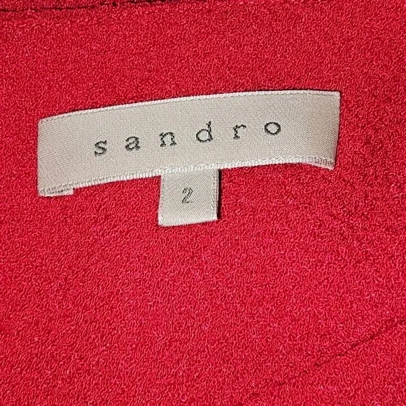 Sandro Womens Red Bow Crepe Dress 2 Holiday Christmas - Picture 4 of 5